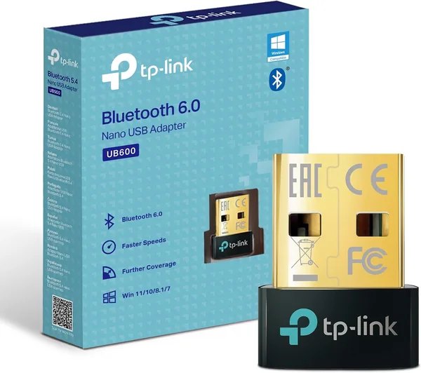 TP-Link UB600 Bluetooth 6.0 USB Adapter for PC, Nano Bluetooth Dongle, Plug & Play, Windows 11/10/8.