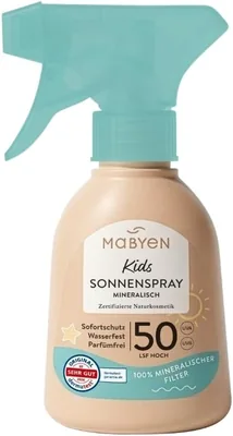 Spray Solar MABYEN SPF 50 para Niños - Filtro UV Mineral al 100% - Protección Inmediata sin Tiempo de Aplicación - Resistente al Agua - Certificado