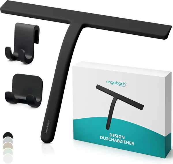 Engelbach Shower Squeegee Black - Streak-Free Squeegee without Squeaking