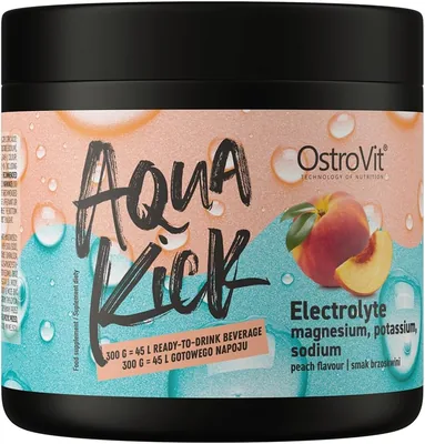 OstroVit Aqua Kick Elektrolity Proszek, Smak Brzoskwiniowy, 30 Porcji