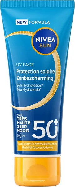 Nivea Sun - Crème solaire SPF 50+ Essentielle - Nourrit et Hydrate - Vitamine E - Texture respirante et légère - Fin invisible - 74% de réduction