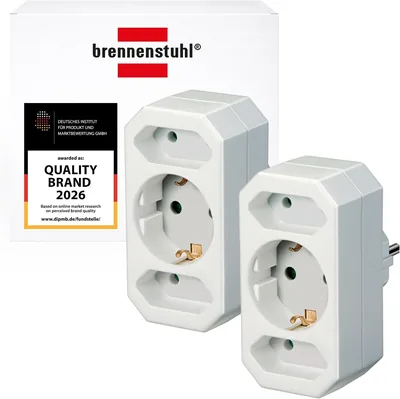 Brennenstuhl Set mit 2 Mehrfachsteckdosen, 3-fach Steckdose | 2 x Euro-Steckdosen + 1 Erdungs kontakt
