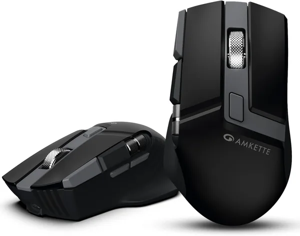 Amkette XS सीरीज फ़्लो एस एर्गोनॉमिक वायरलेस माउस/ब्लूटूथ माउस, 2.4G + 3xBT, 7 बटन, मल्टी-OS, 3200 DPI - 44% ऑफ़