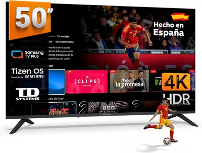 TD Sistemas - Televisor Inteligente 50 Pulgadas 4K HDR10 con Tizen OS 8.0, Alimentado por Samsung, Televisión con Triple Tuner
