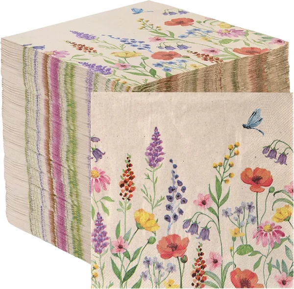 Table Kind 100 x Soft Recycled Paper Napkins 2 Ply 33cm Wildflower Meadow