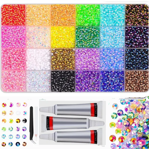 32000Pcs Resin Jelly Rhinestones Flatback 3mm,Multicolor