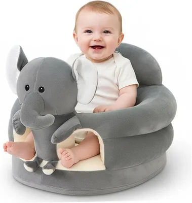 Baby Sit Up Chair, Cute Cartoon Grey Elephant