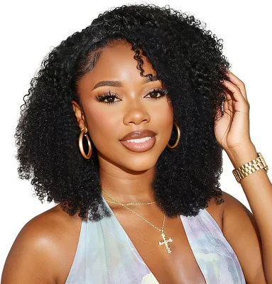 Half Wig Human Hair Kinky Curly Seamless Flip Over Wig Best Deal