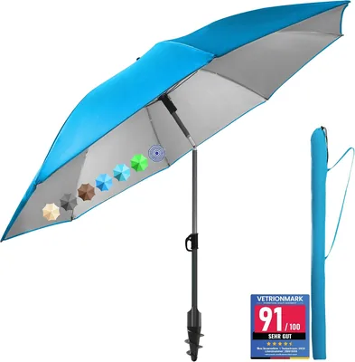 Menz Strandparasol - UPF 50+ Sonnenschutz Strandschirm Durchmesser 180 cm Parasol mit Schutzhülle Winddicht Stabil