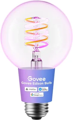 Govee Smart Edison Lichtbirne E27, RGBWW Vintage LED Lampe G80, kompatibel mit Matter, Google Assistant, dimmbar mit COB Li
