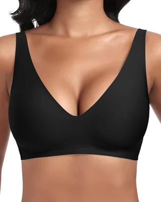 Jiuday Tiefes V-Ausschnitt Push-Up-BH für Frauen ohne Stahlnäte, Bequemer Jelly-BH mit Starkem Halt und Nahtlosem Design für Große Brüste