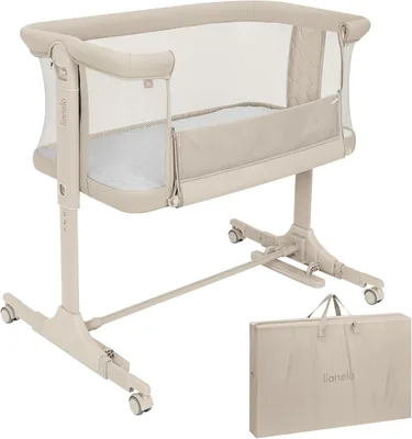 Lionelo Pari 3-i-1 Babysäng, Sidosäng & Vagga med 6-stegs Höjdjustering | Inkl. Incline-inställning för springbett, kraslig och babybett