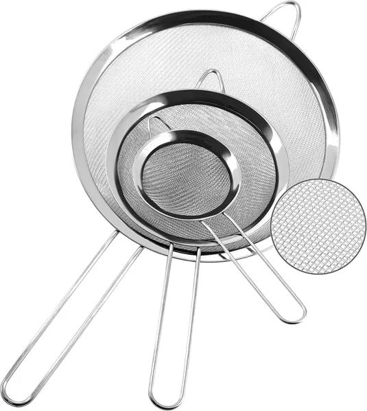SKY-TOUCH 3-Piece Stainless Steel Fine Mesh Strainer Set