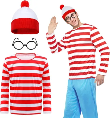 3PCS Red & White Striped Costume Set Best Deal