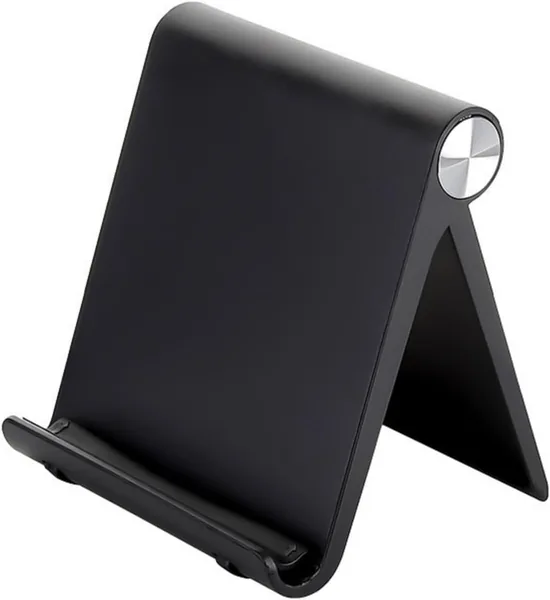 Tablet Stand Adjustable Portable Desktop Holder Compatible with iPad Pro Air Mini iPhone 16 Pro Max 4.7-11 Inch Device Support Black Tablet and Phone Stand