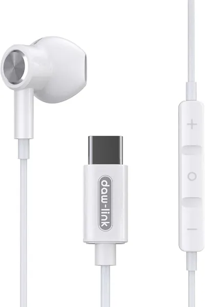 DAWLink Type-C Wired Earphones (Mono) - Crystal-Clear Sound & Noise Isolation | USB-C In-Ear Headphones with Mic & Volume Control