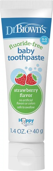 Dr. Brown's Fluoride-Free Baby Toothpaste, Infant & Toddler Oral Care Strawberry 1-Pack 1.4oz/40g