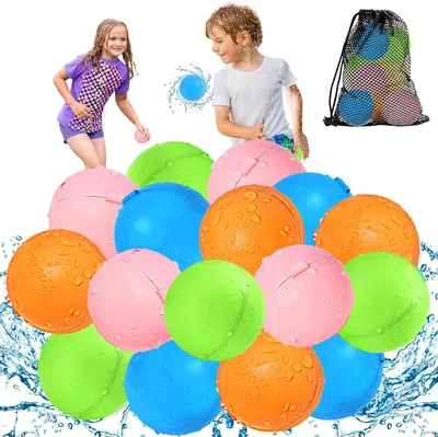 KOKODI Pack mit 16 Wasserbomben, wiederverwendbar, Silikon-Schnellbefüllung & Selbstverschluss für Kinder und Erwachsene, Wasserspiele