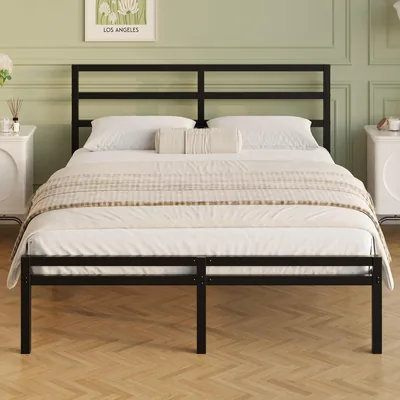 Cama para adolescentes Lutown de 150 x 190 cm con cabecera y pieceras, marco metálico con soportes de malla de acero, altura 30 cm, mallas metálicas