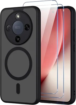 Pnakqil Custodia Magnetica per Honor Magic 8 Lite con 2 Vetri Temperati, Matt Trasparente Militare Protezione