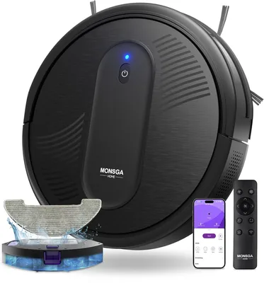 Mondga Robot Aspirapolvere 3-in-1, 4000Pa, Autonomia 140 Minuti, Anti-Groviglio, Ricarica Automatica, Controllo App/Remoto/Alexa - 46% di Sconto