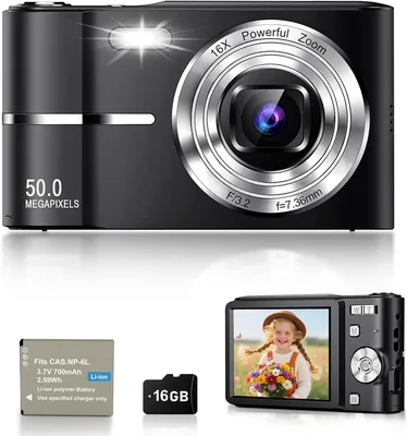 Caméra numérique 50MP 1080P Compacte avec Carte 32Go, Écran 2.4", Zoom Numérique 16X, Mini Caméra Vlog pour Enfants, Adolescents - 33% Off