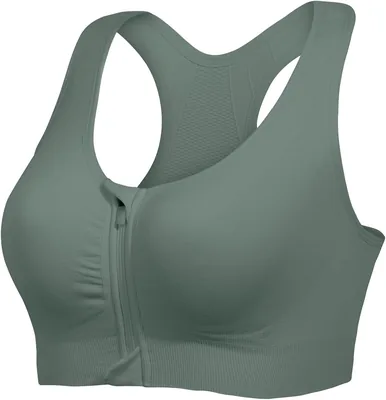 Lemef Sports Bra Zipper Front - Soutien-gorge de sport sans fil pour femmes, compression post-opératoire
