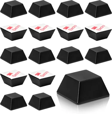 32 Rubber Feet Pack Self Adhesive Silicone Anti Vibration - Black Trapezoidal Spacers 20x20x10mm Best Deal
