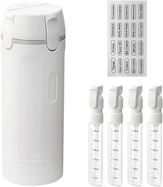 4-in-1 refillable travel bottles containers Flight Vacation Business Trip Toiletry Organizer