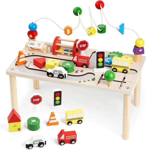 Activity Table for 1 Year Old Montessori Wooden Toys for Toddlers 8 in 1 Baby Activity Table