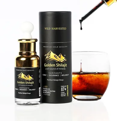 Krople w płynie Golden Shilajit® 40 ml - Himalajski ekstrakt z żywic mineralnych | Kwas fulwowy