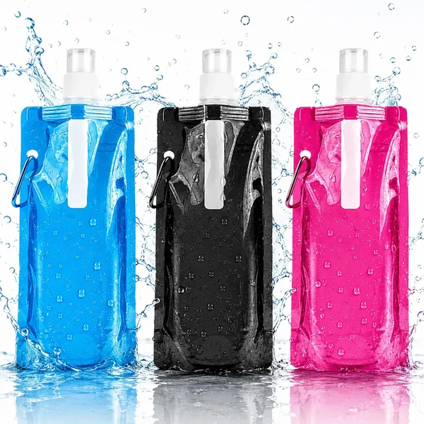 Sonnenschein Lächeln Pack mit 3 faltbaren Trinksflaschen, wiederverwendbare Wasserflasche, 500 ml Faltbare Wasserflasche Set, tragbar