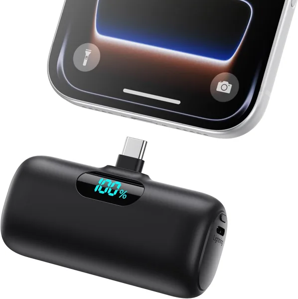 External USB-C Battery for iPhone 17/16 Series, Compact 5000mAh Power Bank with Fast 15W PD 3.0A Charging