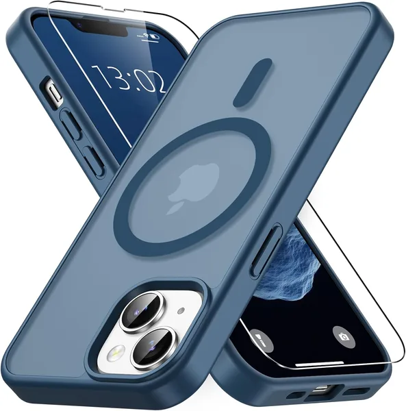 Étui magnétique Vansdon pour iPhone 13 / 14 avec 1 verre trempé, compatible MagSafe, protection militaire contre les chutes - 21% de réduction