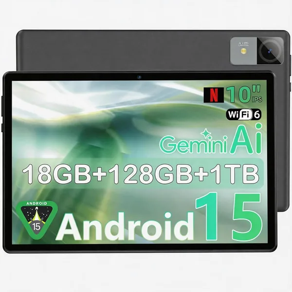Tablet 10 Pulgadas Android Negro Premium, Gemini AI, 18GB RAM, 128GB, Octa-Core T30, Pantalla IPS HD, Batería 6000mAh, WiFi - Mejor Oferta