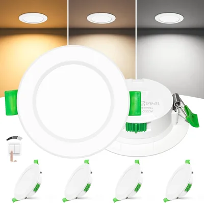 Laiebri Pack 4 Luci a Soffitto LED Ricesse Extra Slim 25 mm, 6 W 600 LM, Dimmabili 3 Intensità Senza Dimmer, 2700 K - Best Deal