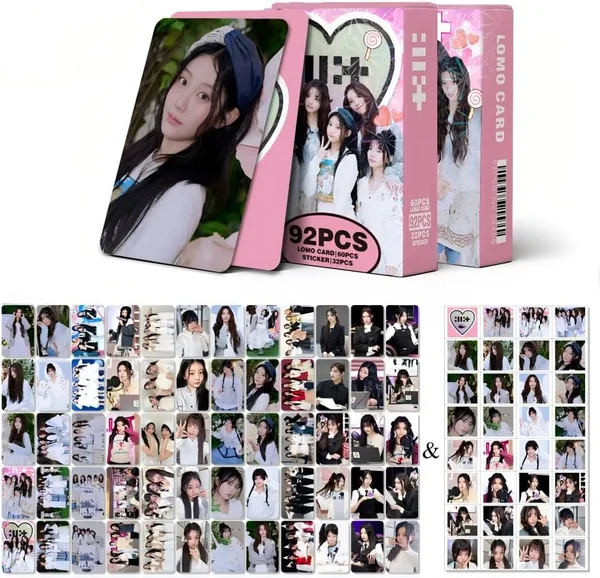 ILLIT Lomocard & Sticker Set - 92PCS (60 Lomocards + 32 Random Stickers) | Aesthetic Photo Card Collection for K-Pop Fans