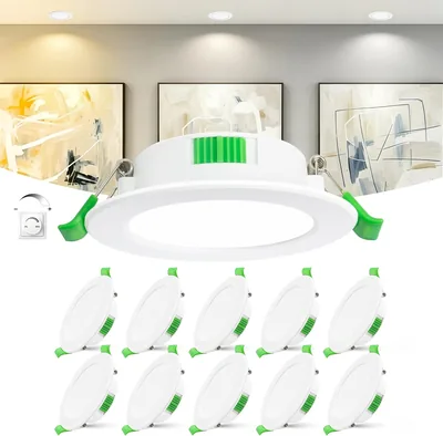 Laiebri 10 Luci a Soffitto LED Slim 25 mm, 6W Dimmabili con Dimmer Esterno, 3 Tempi di Colore