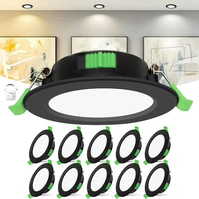 Laiebri LED Einbauleuchten 230 V dimmbar, Satz von 10, Lochgröße 55-68 mm, stufenlos dimmbar 0-100%, Ultra flach 25 mm