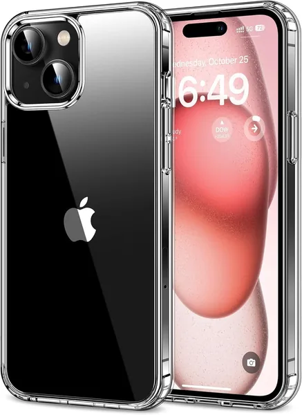Clear Case for iPhone 15 Anti-Yellowing Transparent Slim TPU Cover Shockproof Protective Phone Case with Raised Screen & Camera Bezels Wireless Charging Compatible SAR 16.98