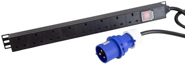 PDU UK Sockets 8 Way with 32A Commando PluDistribution Unit Vertical 1.8m