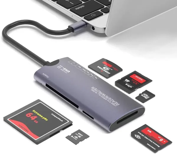 Seagull SD Card Reader for iPhone 17/16/15, Micro SD carder USB C Type C Multi TF/SD/MS/M2/XD/CF High Speed 6 in 1 Camera Picture Card Reader, OTG USB C XD Memory Card Reader for MacBook,i
