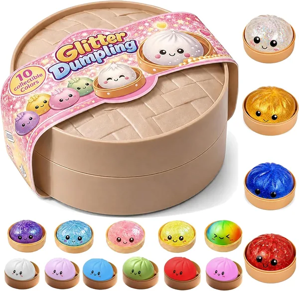 Glitter Dumplings - Rainbow Glittering Dumpling Squishy Mystery Box Mystery Dumplings Squishy Glitter (Blind Box)
