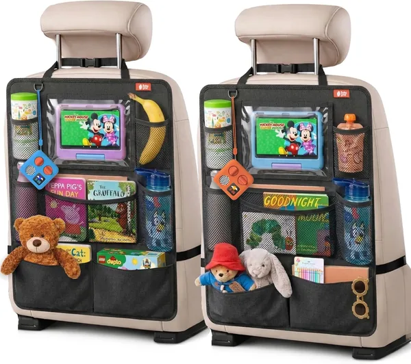 Car Back Seat Organizer for Children Pack of 2 | Car Seat Organizer with Tablet Cover and Pockets