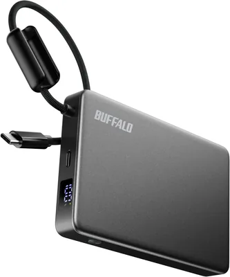 バッファロー BMPBSA10000BKX 半固形パワーバン 10000mAh 統合ケーブル 30W PD 残量表示 メタリックブラック | 最高価格