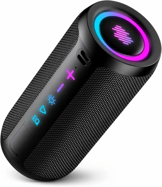 TIMU Trekki Altoparlante Bluetooth Potente, con EQ 2 Modalità, Resistente all'Acqua IPX7, TWS, Autonomia 24 Ore, 8 RGB Mode, 68% Di Sconto
