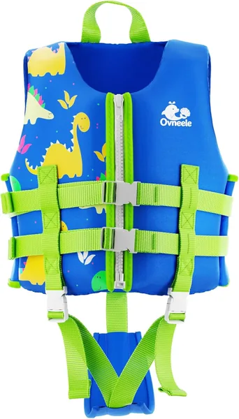 Chaleco salvavidas para niños, chaleco de flotación de neopreno con correa ajustable, ayuda a la flotabilidad con correa ajustable, para edades de 2 a 9 años