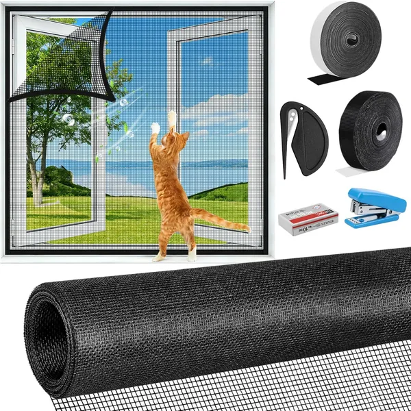 Cat-Proof Fly Screen for Windows, No Drilling, Can Be Cut to Size