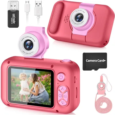 ARNSSIEN Kindercamera met 2,4" Scherm en 180° Draaiende Lens, 1080P HD | Digitale Camera voor Jongens en Meisjes van 3 tot 12 Jaar