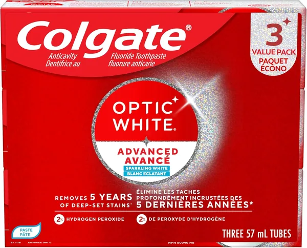 Colgate Optic White Advanced Sparkling White Toothpaste 3 Pack 57 mL